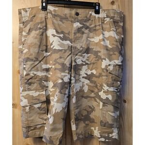 42 Men's George Below the Knee Messenger Cargo Shorts Desert Camo 14" Inseam New